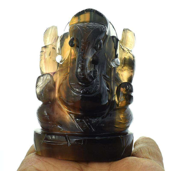Multicolored Fluorite Hand Carved Lord Ganesha Idol
