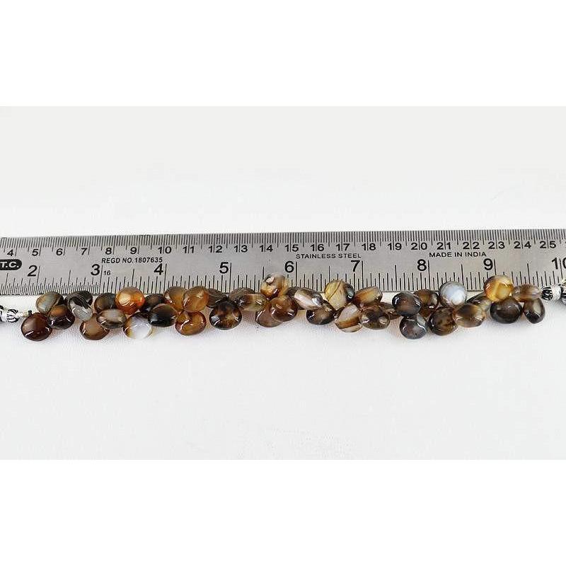 gemsmore:Natural Brown Onyx Tear Drop Drilled Beads Strand
