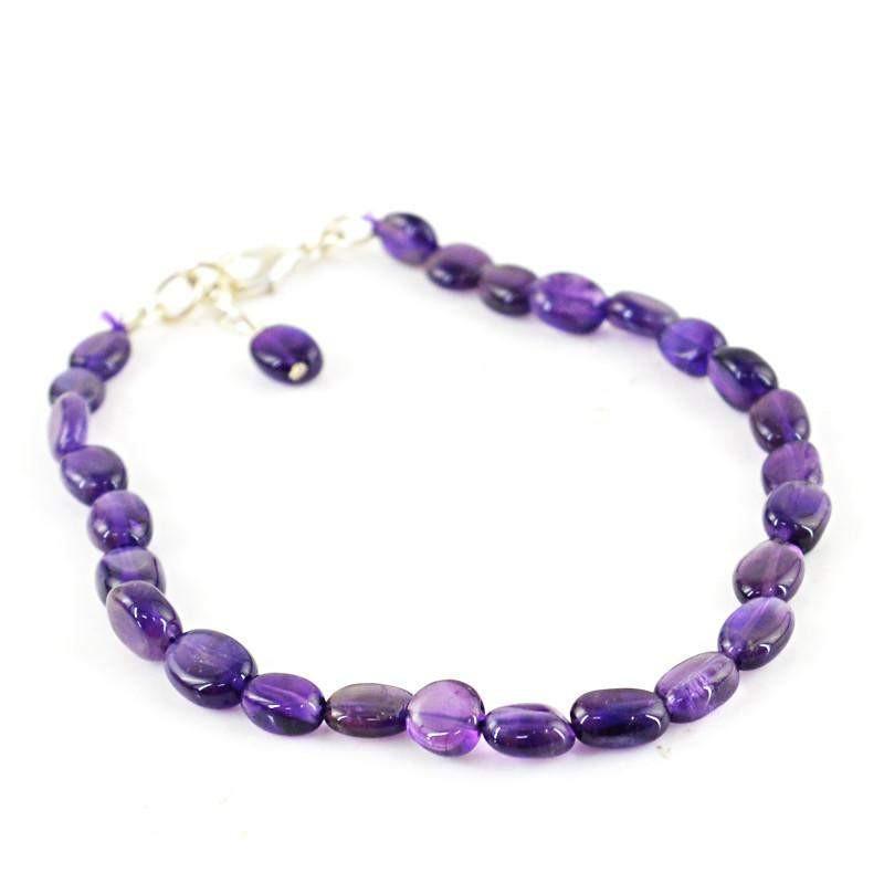 Natural Purple Amethyst Bracelet Oval Shape Beads