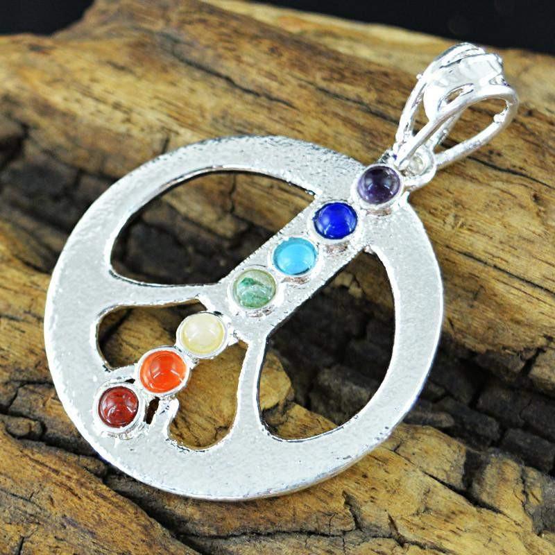 Natural Round Shape Seven Chakra Healing Pendant