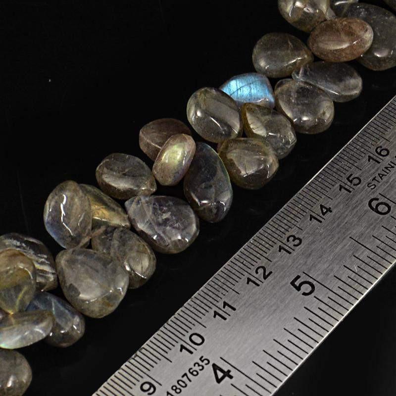 gemsmore:Natural Untreated Blue Flash Labradorite Beads Strand