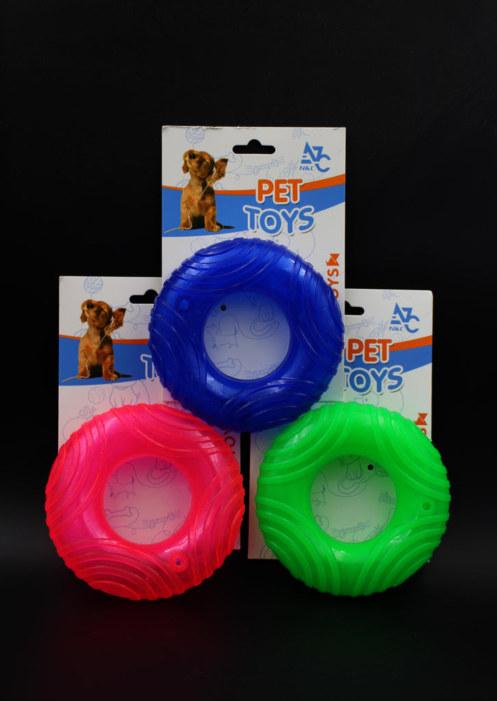 plastic donut dog toy