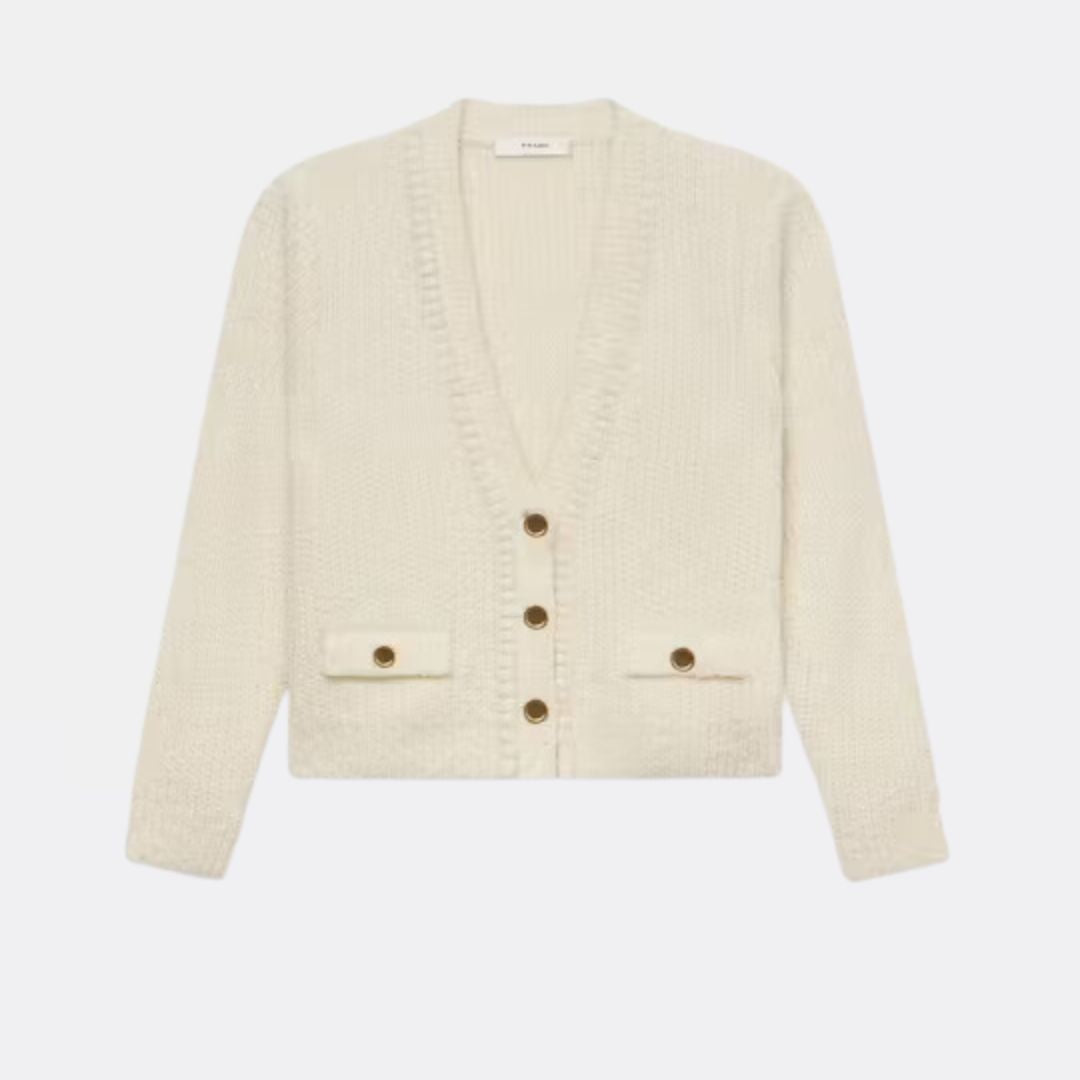 Double Pocket Cropped Cardi (Cream)