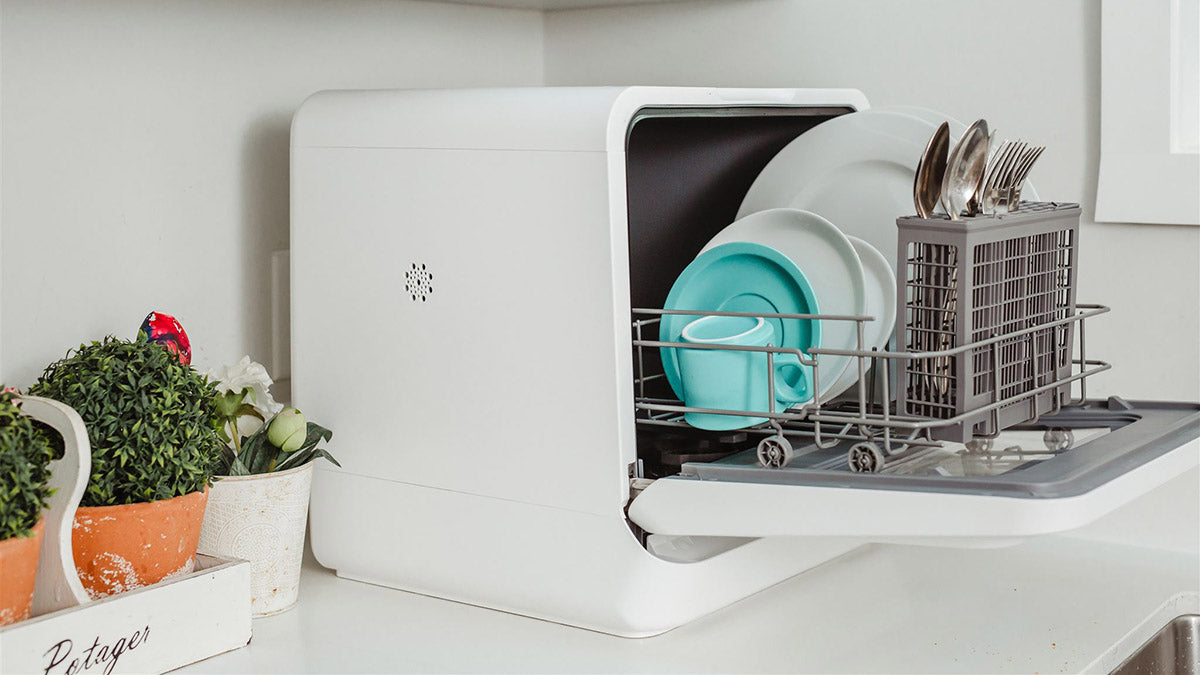 VENTRAY DW55AD Lave-vaisselle de comptoir portable, lave-vaisselle compact  avec 5 programmes de lavage, séchage à l'air, pour petit appartement,  dortoirs, camping-cars 