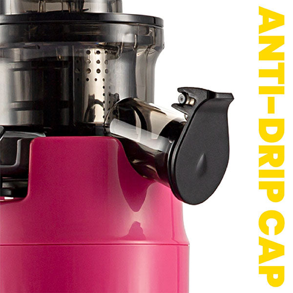 VENTRAY Essential Ginnie Juicer小型冷压榨汁机磨碎慢速榨汁机60RPM 低速易于清洁和营养密集环保包装 粉红色