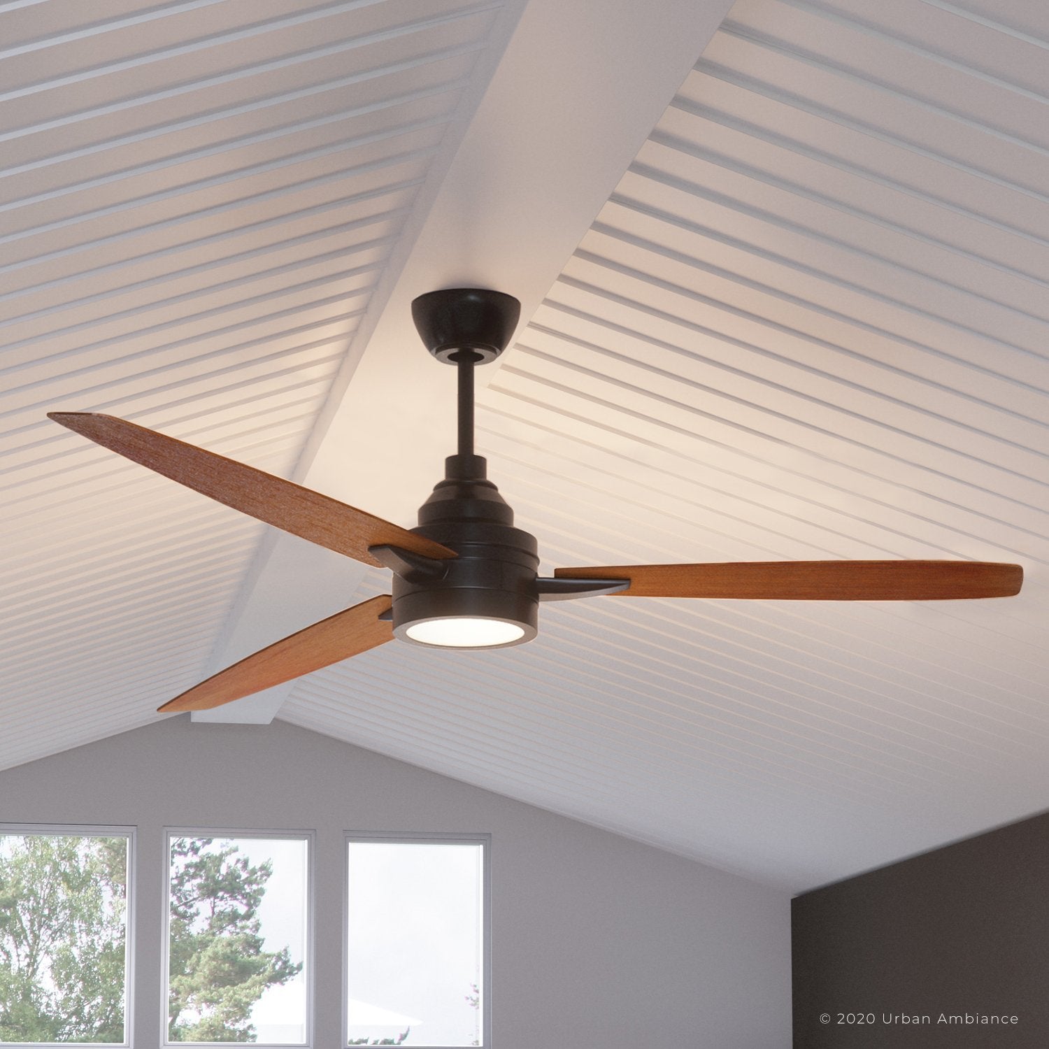 UHP9042 Mid Century Modern Indoor Ceiling Fan, 13.1"H x 60"W, Olde Bro