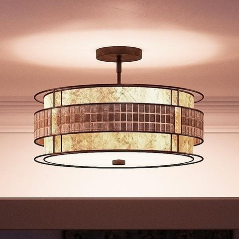 UQL2050 Mediterranean Semi-Flush Ceiling Light, 11.5H x 15.75W, Bron –  Urban Ambiance