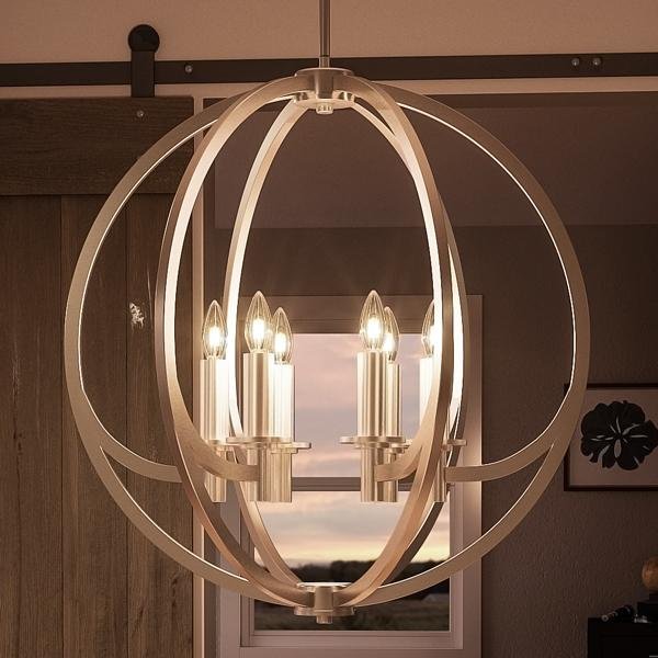 nickel globe chandelier