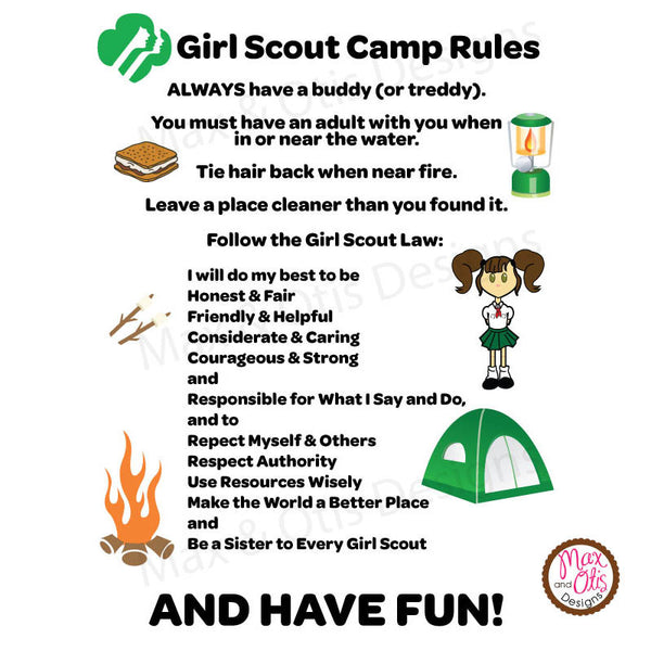 Girl Scout Printable Camp Signs Max Otis Designs