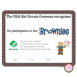 Girl Scout Brownie Printable Participation Certificate (editable Pdf 