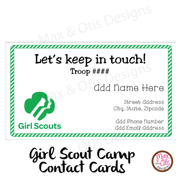 Girl Scout Printable Camp Keep In Touch Cards Editable Pdf Max And Otis Designs 3669