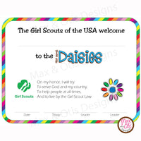 Girl Scout Daisy Printable Investiture Certificate (editable PDF) – Max ...