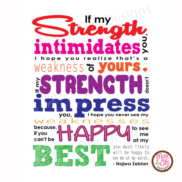 Printable Sign - If my strength intimidates you - FREEBIE – Max & Otis