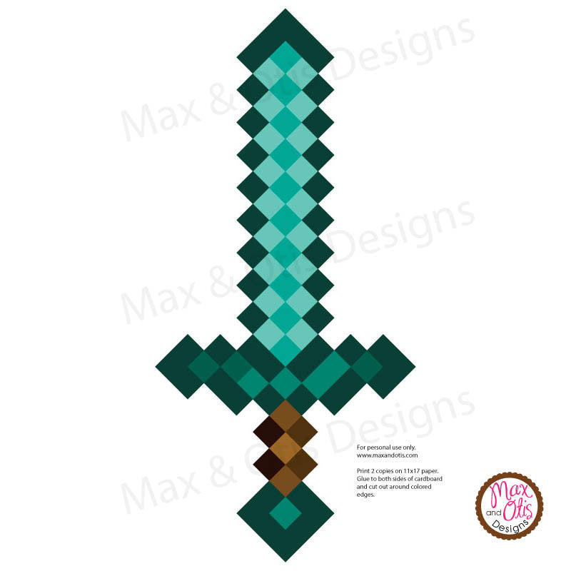 Minecraft Diamond Sword Printable Max & Otis Designs