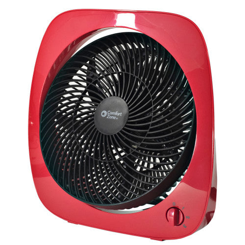 10 3 Speed Square Turbo Desk Fan Red Comfort Zone H2 Brands Group