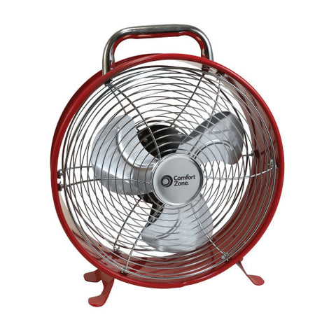 12 Retro Style Drum Table Fan Assorted Colors Comfort Zone H2 Brands Group