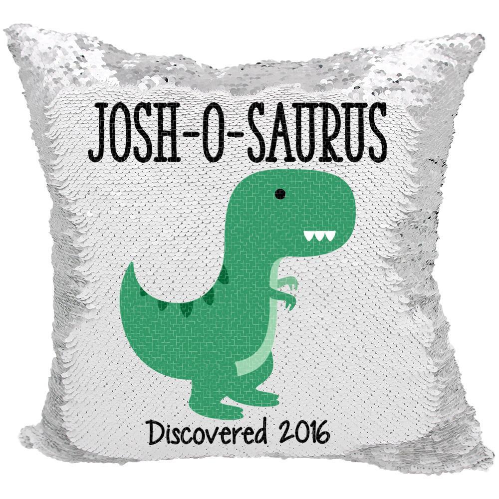 dinosaur sequin pillow