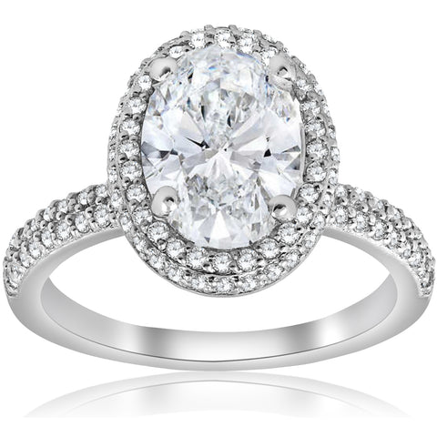 2 1 2 Ct Oval Halo Diamond Engagement Pave Ring 2ct Center G Si