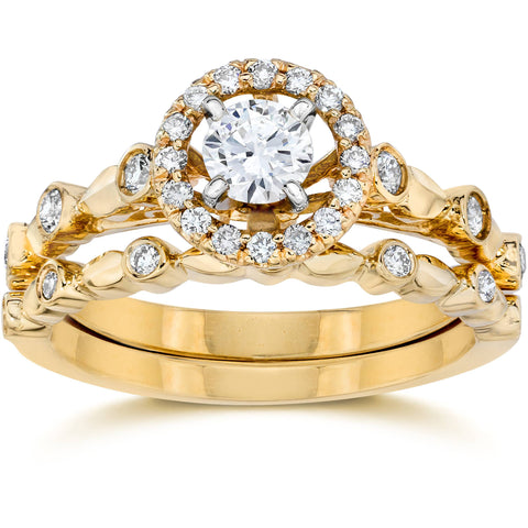 3/4ct Diamond Engagement Wedding Ring Set 14K White Gold – Bliss Diamond