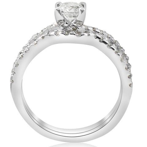1ct Infinity Diamond Engagement Wedding Ring Set 14K White Gold Round Solitaire