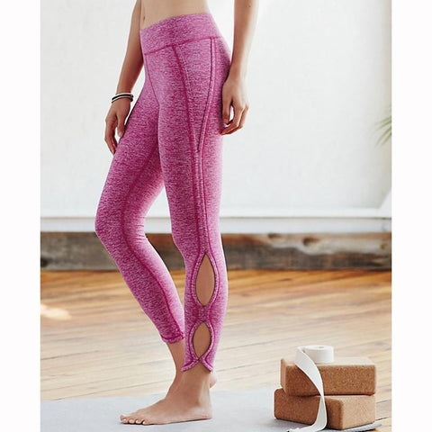 Ladies Yoga Infinity Symbol Cropped Leggings Yoga Leggings Pants  Pink Heather