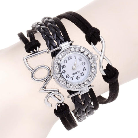 Black Braided Infinity Love Watch & Bracelet