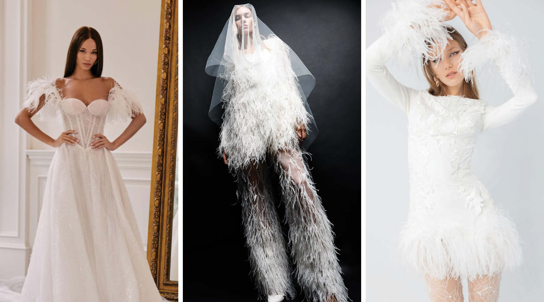 2023 bridal fall wedding trends feathers