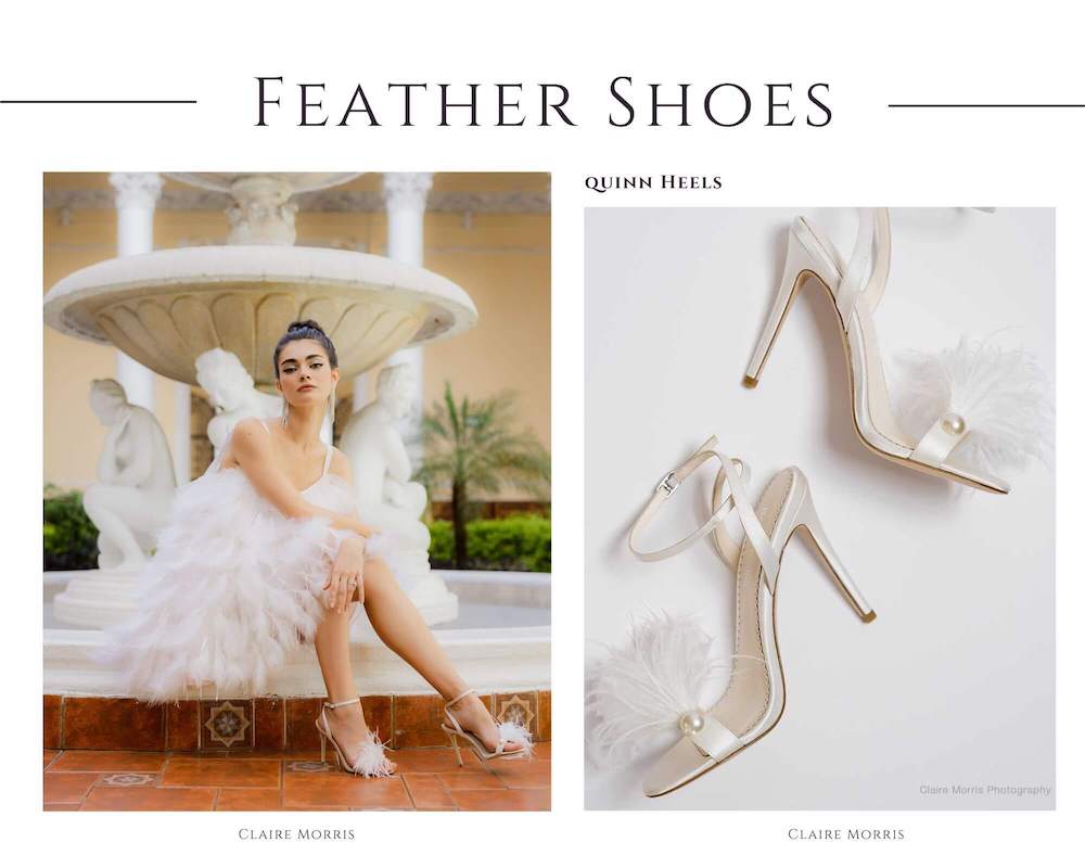 2023 wedding trends: wedding shoes feathers