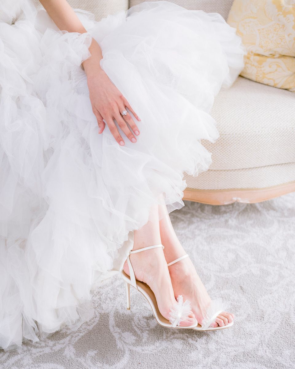 The Spring 2024 bridal trends from NYBFW bridget tulle wedding heel