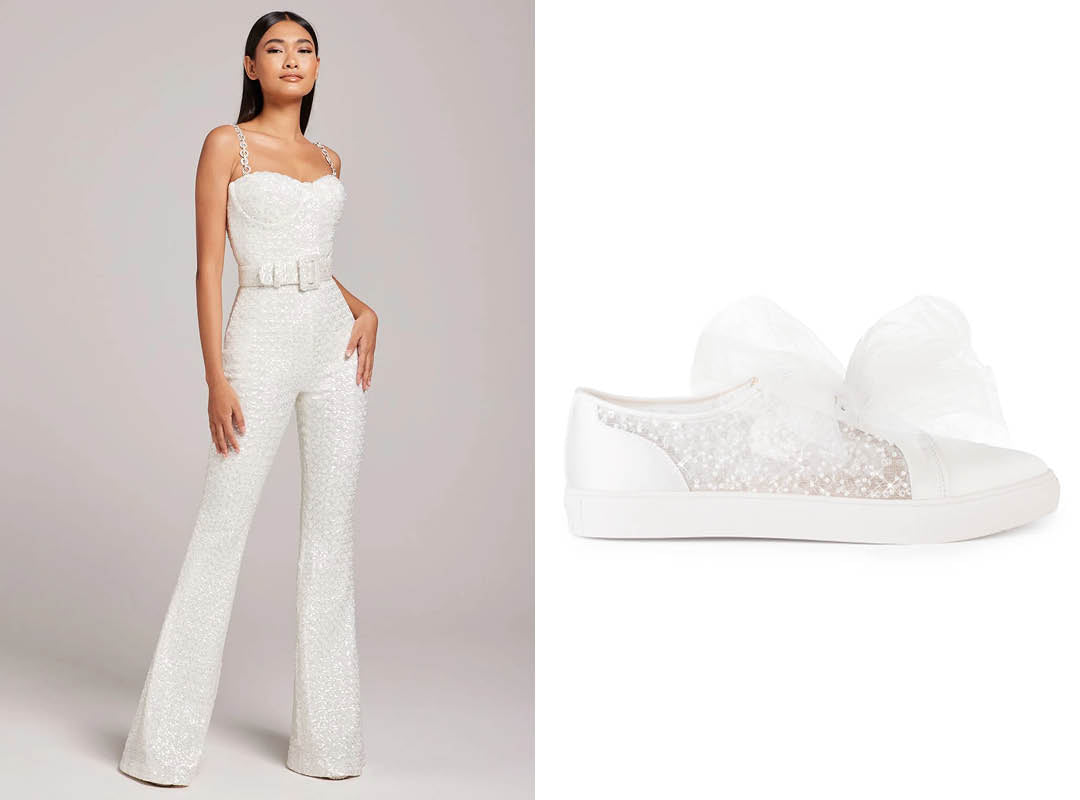 Nadine Merabi Lucinda Bridal Jumpsuit And Bella Belle Isadora Bridal Sneakers