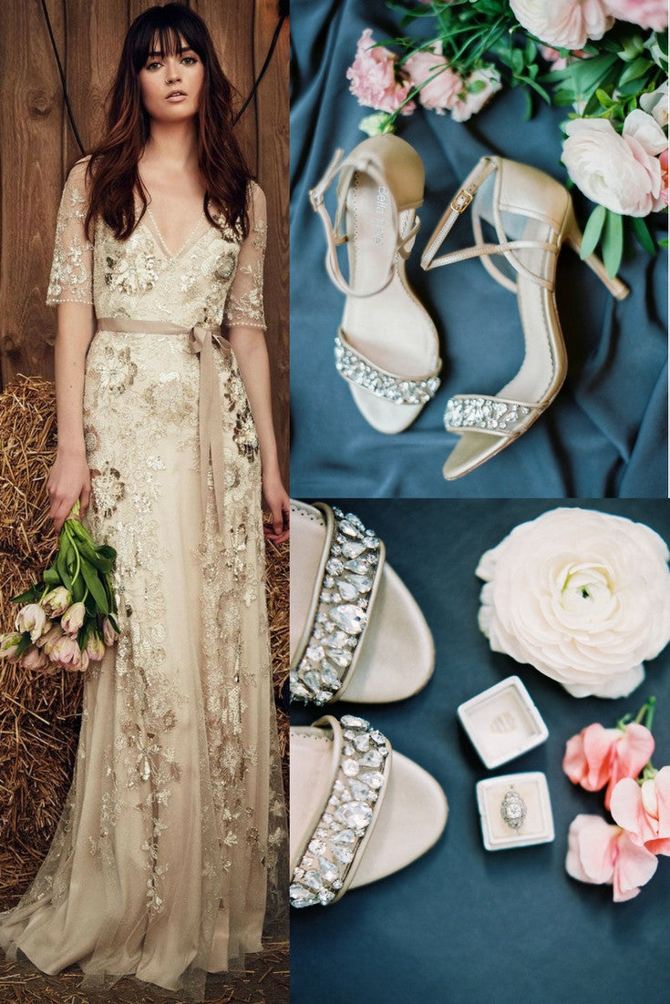 wedding shoes for champagne dress