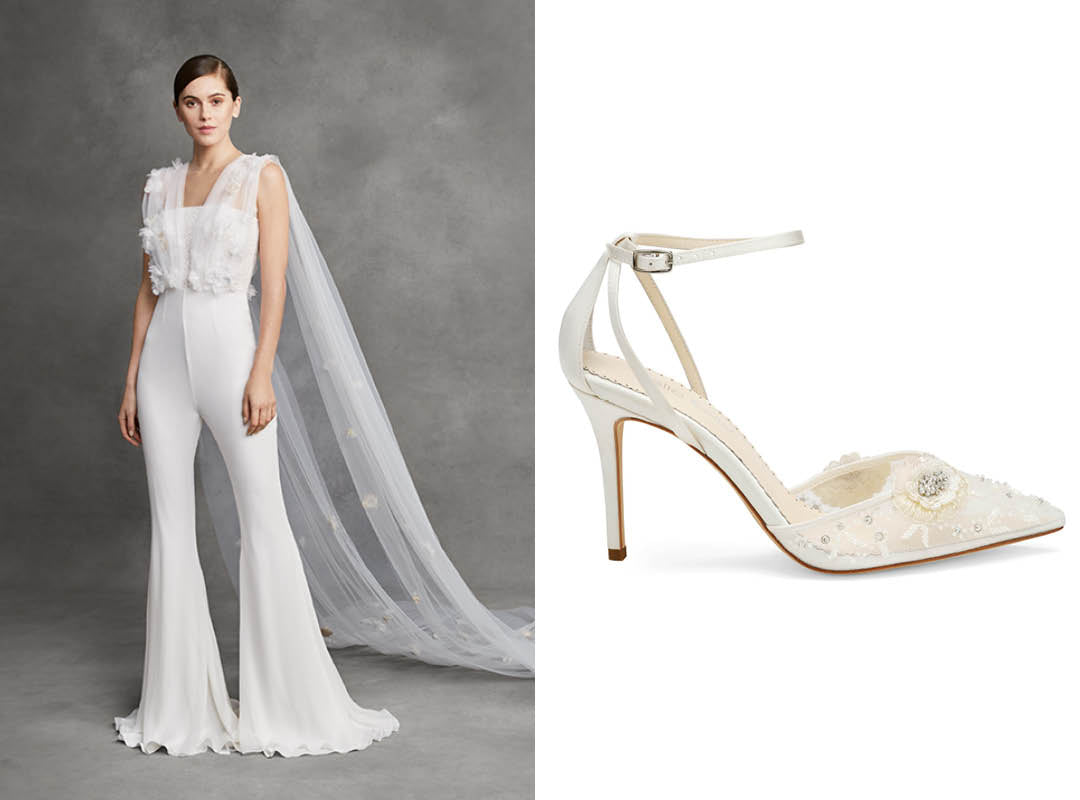 andrew kwon elopement wedding dress with bella belle shoes norah ivory wedding heels