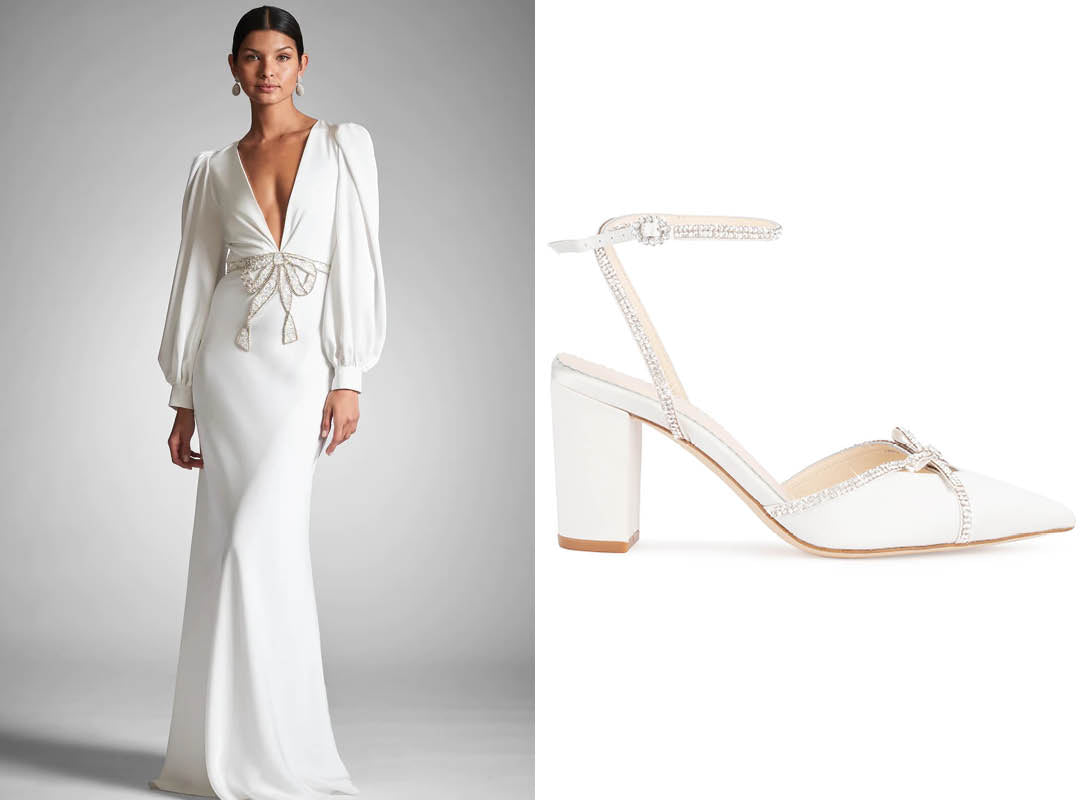 sachin and babi elopement wedding dress with bella belle shoes karissa block heel wedding heels