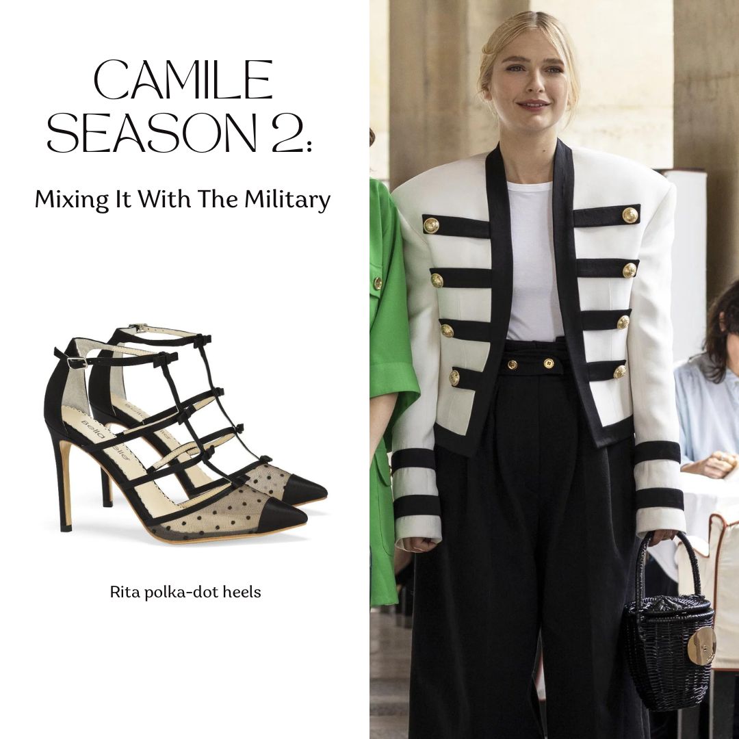 Emily in Paris Camile fashion outfit with Bella Belle Stylish Heels