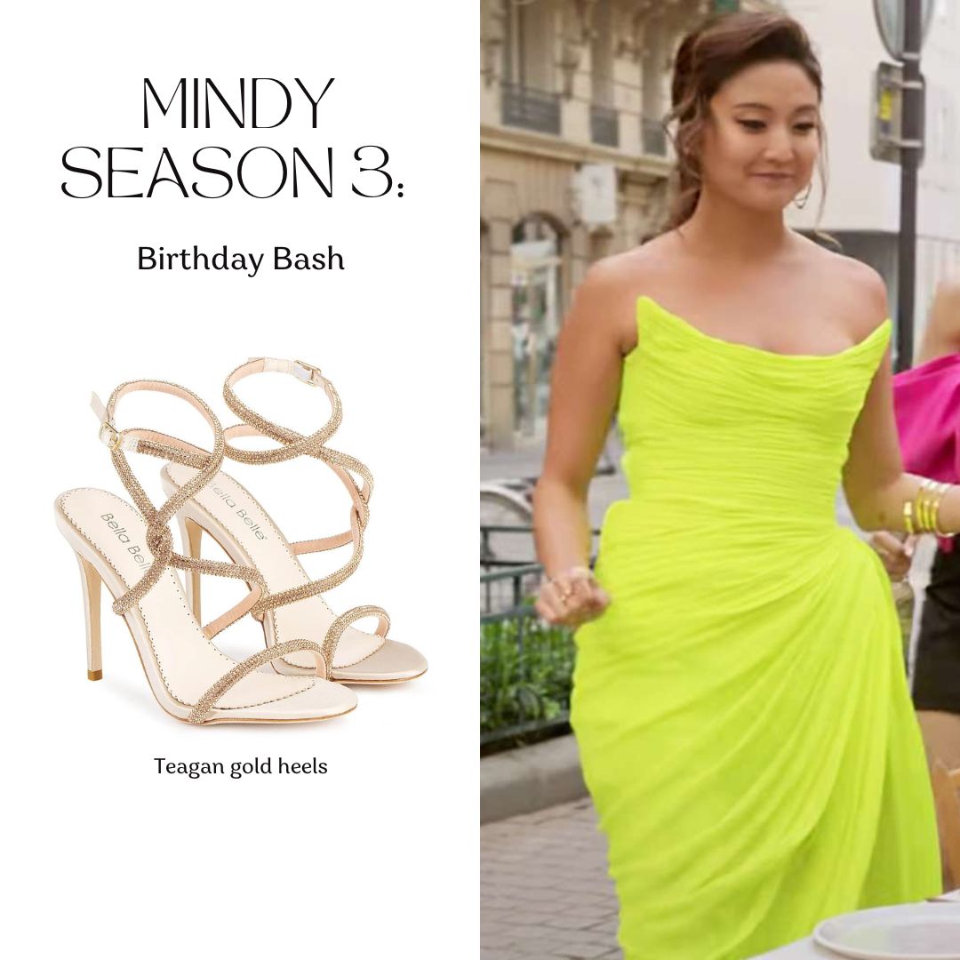 Emily in Paris Mindy fashion outfit with Bella Belle Stylish Heels
