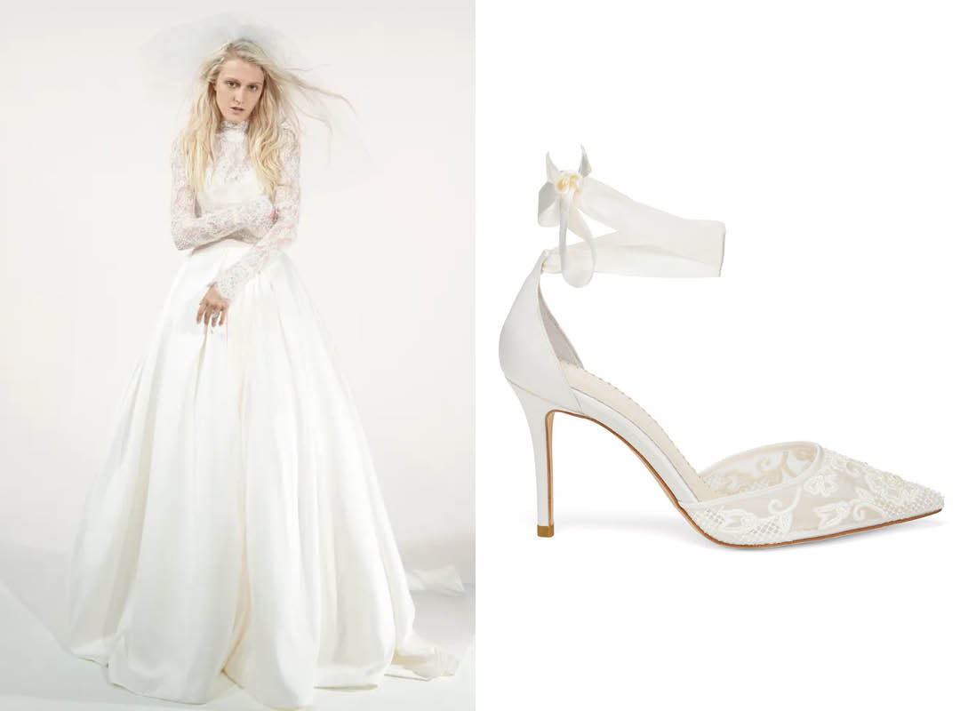 Vera Wang High Neck Wedding Dresses and Bella Belle Penelope Wedding Shoes