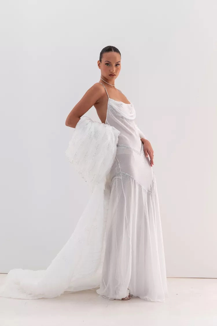 Bella Belle 2024 Wedding Dress Trends from Fall Bridal Fashion Week 2024 - Rime Arodaky Drop Waist Wedding Dress