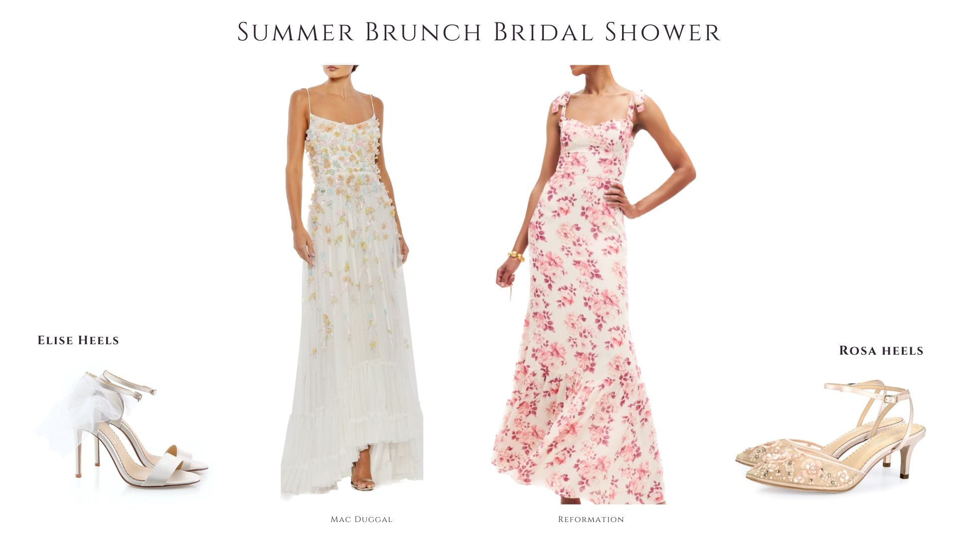 Summer bridal shower theme bride and guest outfit.