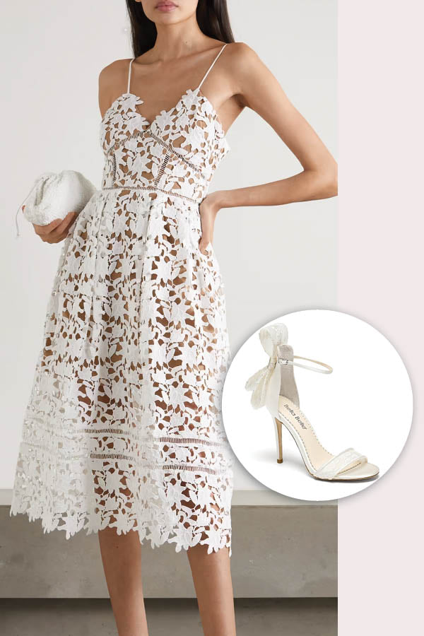 bridal shower midi lace white dress