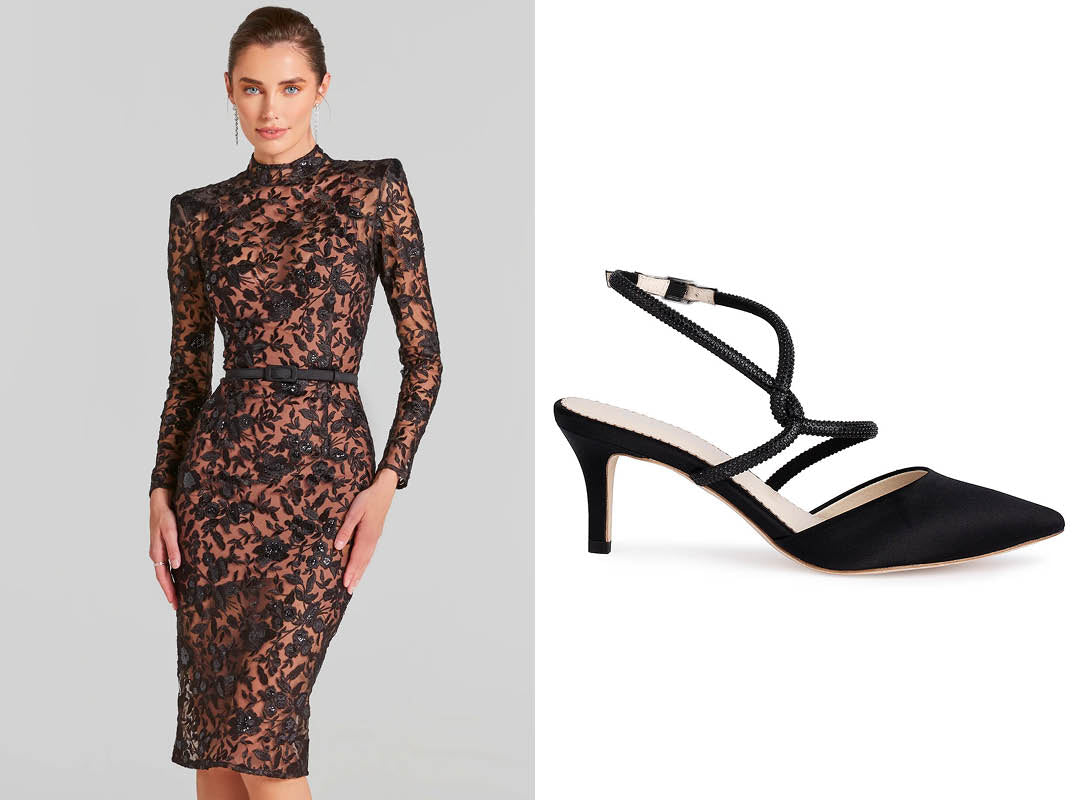 Nadine Merabi Naomi Dress And Bella Belle Scarlett Strappy Black Kitten Heels