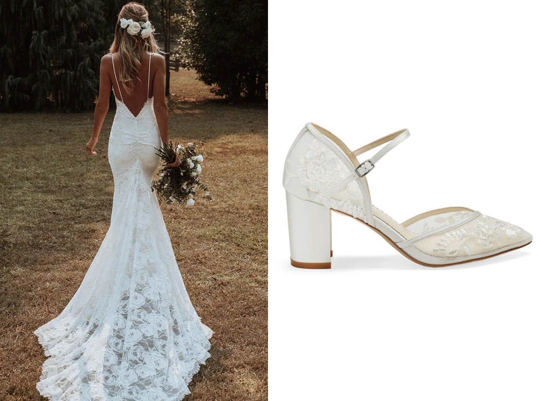 Grace Loves Lace Wedding Dress with Bella Belle Chelsea Lace Wedding Shoes