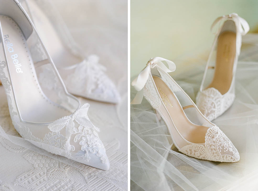 bella belle spring 2025 wedding shoe trends sophia and giselle lace bridal shoes