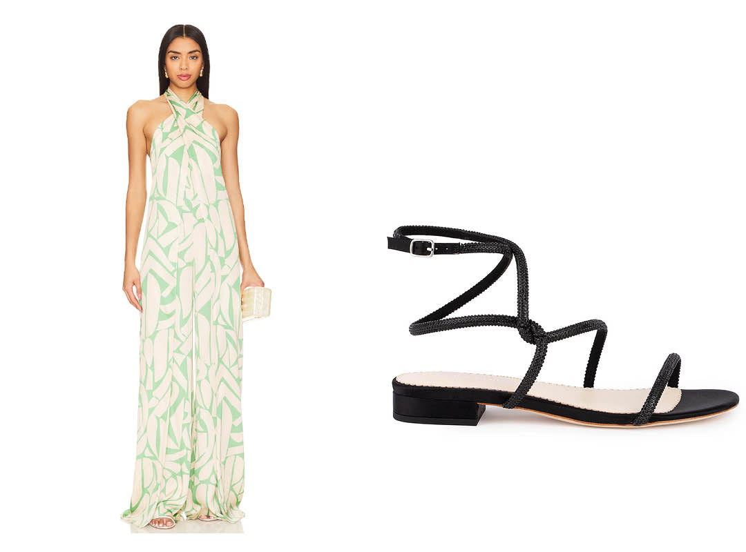 alexis seydou spring wedding guest outfits and bella belle shoes isla black flat sandals