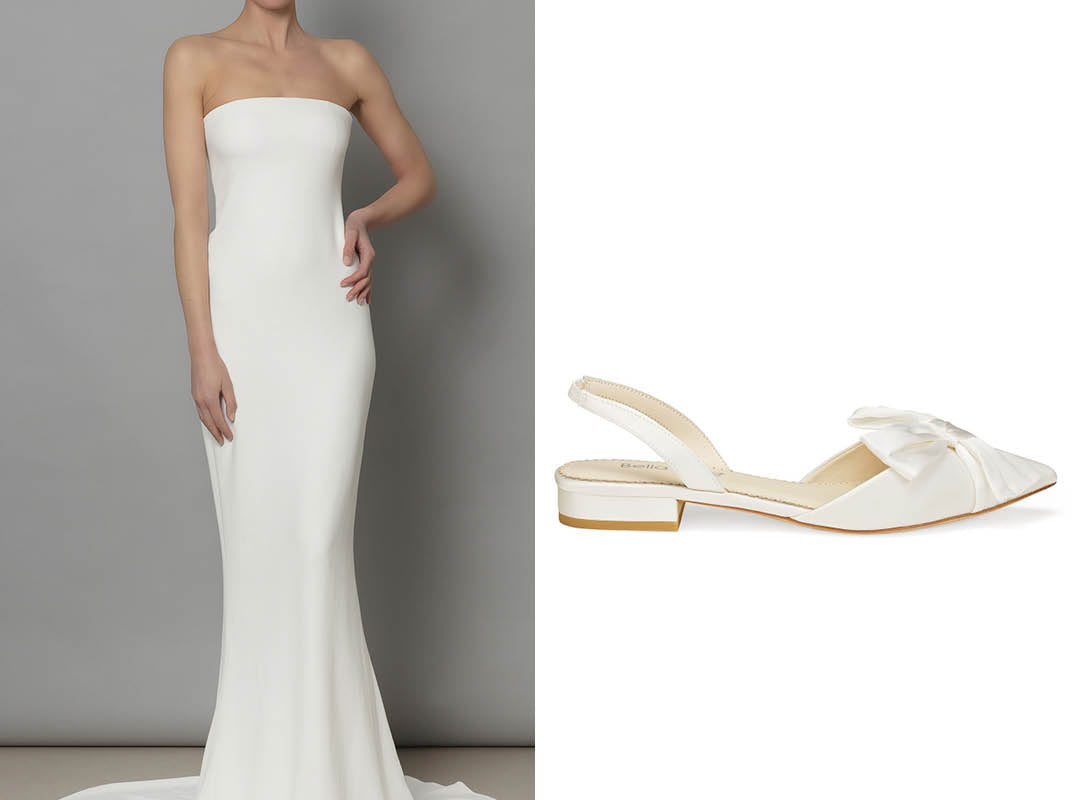 galia lahav strapless wedding dress with bella belle reilly wedding flats