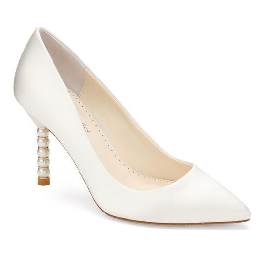 Ivory Pumps with Pearl Heel & Gold Ring Detail | Bella Belle