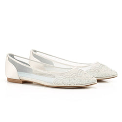 Hailey Pearl Beads Ivory Wedding Flats 