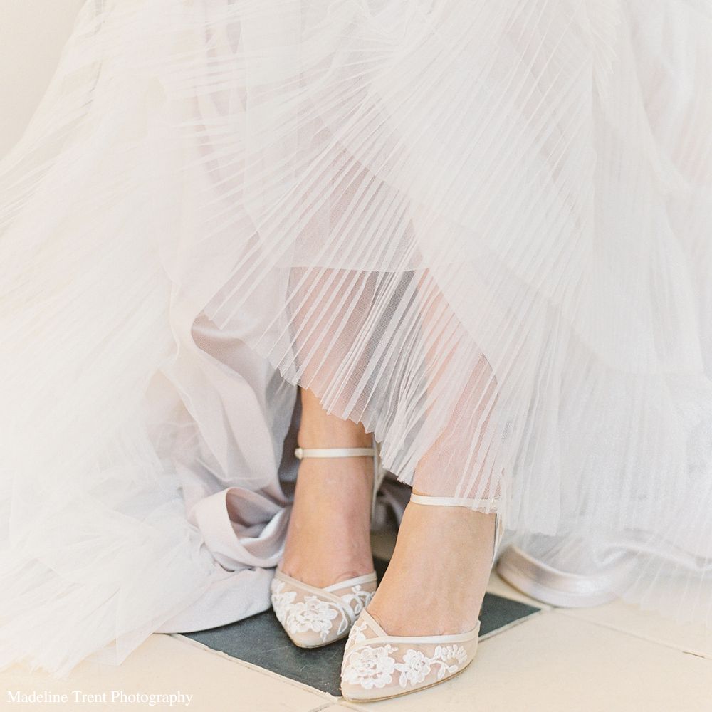 Bridal Nude Kitten Heel Pumps with Lace US5 / EU35 / UK2.5 / Nude