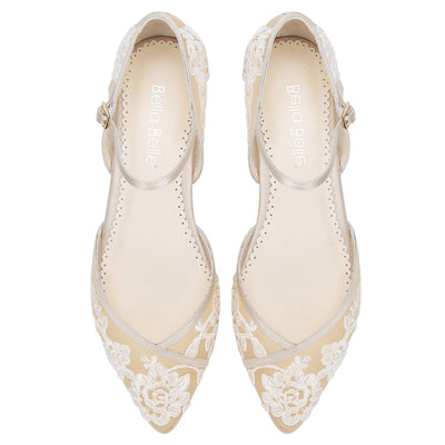 Bella Belle Shoes Celia Dorsay Nude Lace Wedding Flats