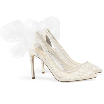 Edna Floral Tulle Lace Slingback Wedding Shoe | Bella Belle