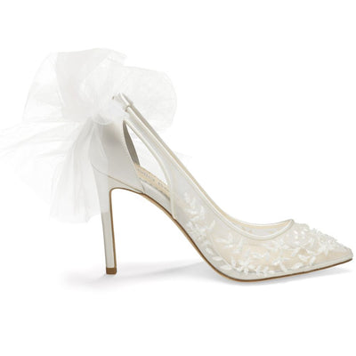 Edna Floral Tulle Lace Slingback Wedding Shoe | Bella Belle